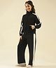 Lil Tomatoes Fleece Knit Full Sleeves Colour Blocked Winter Track Suit - Black