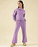 Lil Tomatoes Cotton Looper Knit Full Sleeves Solid Hooded Track Suit - Lilac