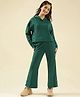 Lil Tomatoes Cotton Looper Knit Full Sleeves Solid Hooded Track Suit - B Green