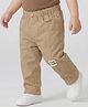 Babyoye Cotton Woven Full Length Trouser With Text Patch - Brown
