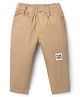 Babyoye Cotton Woven Full Length Trouser With Text Patch - Brown