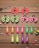 Ribbon candy Set Of 8 Polka Dots Printed Bow Applique Detailed Polka Dots Printed Hair Accessories Combo Set - Multi Colour