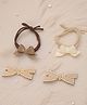 Ribbon candy Set of 2 Bow Applique Detailed & Stones Embellished Hair Accessories Set - Brown & Gold