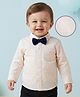 Babyoye 100% Cotton Woven Full Sleeves Printed Shirt With Bow - Beige