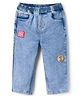 Bonfino Woven Full Length Wide Leg Jeans With Best Team Badge - Light Blue