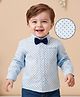 Babyoye 100% Cotton Woven Full Sleeves Printed Party Shirt With Bow - Light Blue