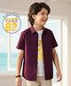 Pine Kids Cotton Woven Half Sleeves Solid Colour Shirt with T-Shirt - Maroon