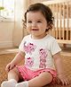 Babyoye 100% Cotton With Eco Jiva Finish Half Sleeves T-Shirt & Shorts Set with Tiger Print - Pink & White