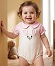 Babyoye 100% Cotton Knit With Eco Jiva Finish Raglan Half Sleeves Bunny Printed & Ear Applique Onesie - Baby Pink
