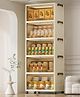 House Of Quirk Storage Box Closet Organizers and Storage Plastic Flip Storage Box for Craft Toy Organizer with Wheels and Doors 6 Layer - Beige