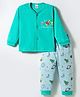 Mini Donuts Interlock Knit Full Sleeves Night Suit With Space Theme Print - Mint