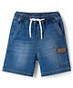 Bonfino Woven Knee Length Washed Flowy Denim Shorts with Patch Pocket - Light Blue