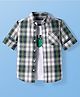 Pine Kids Cotton Woven Full Sleeves Checks Shirt With Printed T-Shirt - Green & White