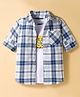 Pine Kids Cotton Woven Full Sleeves Checks Shirt With Printed T-Shirt - Blue & White