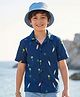 Pine Kids Cotton Woven Half Sleeves Shirt with Tropical Theme Print - Blue