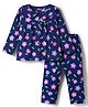 Babyhug Cotton Knit Full Sleeves Co-ord Night Suit With Floral Print - Navy Blue