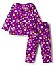 Babyhug Cotton Knit Full Sleeves Co-ord Night Suit With Rainbow & Floral Print - Purple