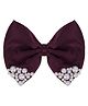 Aye Candy Bow Applique Detailed Pearls Embellished Hair Clip - Purple