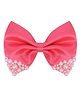 Aye Candy Bow Applique Detailed Pearls Embellished Hair Clip - Pink