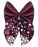 Aye Candy Tail Bow Applique Detailed Pearls Embellished Hair Clip - Purple