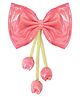 Aye Candy Bow Applique & Tulips Detailed Hair Clip - Pink