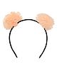 Aye Candy Faux Fur Pom Pom  Embellished Hair Band - Peach