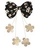 Aye Candy Floral Dangler & Bow Applique Detailed Alligator Clip - Black & Gold