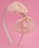 Aye Candy Bow Applique Detailed Dots Foil Printed Hair Band - Peach