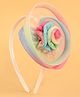 Aye Candy Flower Applique Detailed Hat Designed Hairband - Yellow Pink & Blue