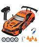 Vikrida 4WD RC Drift 1:24 Racing Car with LED Lights 2.4GHz Remote Control,Dual Rechargeable Batteries & Extra Drifting Tires  Orange