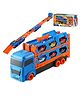 Vikrida Big Hauler Storage & Deform Transport Truck Toy with 2 Foldable Ejection Race Tracks & 2 Die Cast Cars for Kids  Blue Color