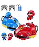 Vikrida Set of 2 RC Bumper Cars with Ejectable Robots LED Lights,Rechargeable Battery,Interactive Remote Control Toy for Kids