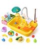 Vikrida Kids Play Sink Kitchen Set with Automatic Water Cycle,Fishing Game,Dish Rack & Pretend Food Duck Theme Toddler Sink Toy for Kids