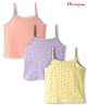 Honeyhap Premium Cotton Elastane Knit Sleeveless Slips With Bio Finish & Floral Print Pack of 3 - Pastel Lilac Tropical Peach & Yellow Iris