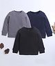 Nino Bambino Organic Cotton Knit Pack of 3 Full Sleeves Solid Light Winter Sweatshirt - Multi Colour