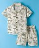 Mini Donuts Cotton Knit Half Sleeves Co-ords Shirt & Shorts Set with Jungle Theme Print - Green