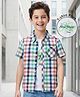 Pine Kids Cotton Woven Half Sleeves Checkered Shirt With T-Shirt - White