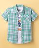 Pine Kids Cotton Woven Half Sleeves Checkered Shirt With T-Shirt - Multicolour