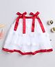 Many frocks & Net Woven Sleeveless Circles Embellished Dress - White