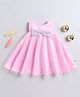 Many frocks & Satin Woven Sleeveless Dots Foil Printed Sequins Embellished Bow Applique Detailed Dress - Pink