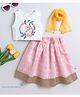 Many frocks & Rayon Woven Sleeveless Floral & Bunny Embroidered Beads Embellished Lehenga Choli With Dupatta Set - White & Pink