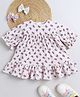 Many frocks & Woven Half Puffed Sleeves Bows Printed Dress - White