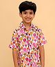 The Mom Store Cotton Woven Half Sleeves Hot Air Balloons Printed Shirt - Multi Colour
