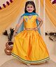 The Mom Store Silk Woven Sleeveless Morpankh Embroidered Lehenga Choli With Dupatta Set - Yellow