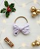 Knotty Ribbons Christmas Theme Snowflake Embroidered Bow Applique Detailed Headband - White