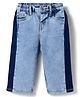 Bonfino Woven Full Length Contrast Wide Leg Jeans With Different Side Wash - Blue