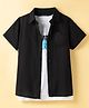 Pine Kids Viscose Woven Half  Sleeves Solid Shirt with Inner Tee - Black