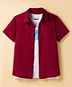 Pine Kids Viscose Woven Half Sleeves Solid Shirt with Inner Tee - Maroon