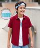 Pine Kids Viscose Woven Half Sleeves Solid Shirt with Inner Tee - Maroon
