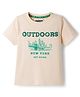 Pine Kids Cotton Knit Half Sleeves T-Shirt With New York Print - Beige